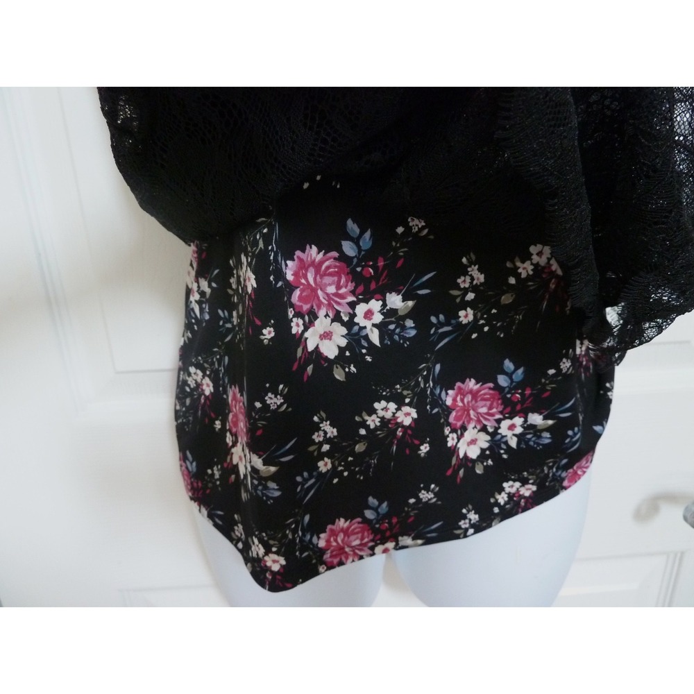 White House Black Market Floral Tank with Lace Topper Set Small Black Multicolor - Picture 2 of 7